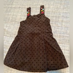 Gymboree fall corduroy brown dress overall colorful buttons dot ADORABLE 🤎 5t